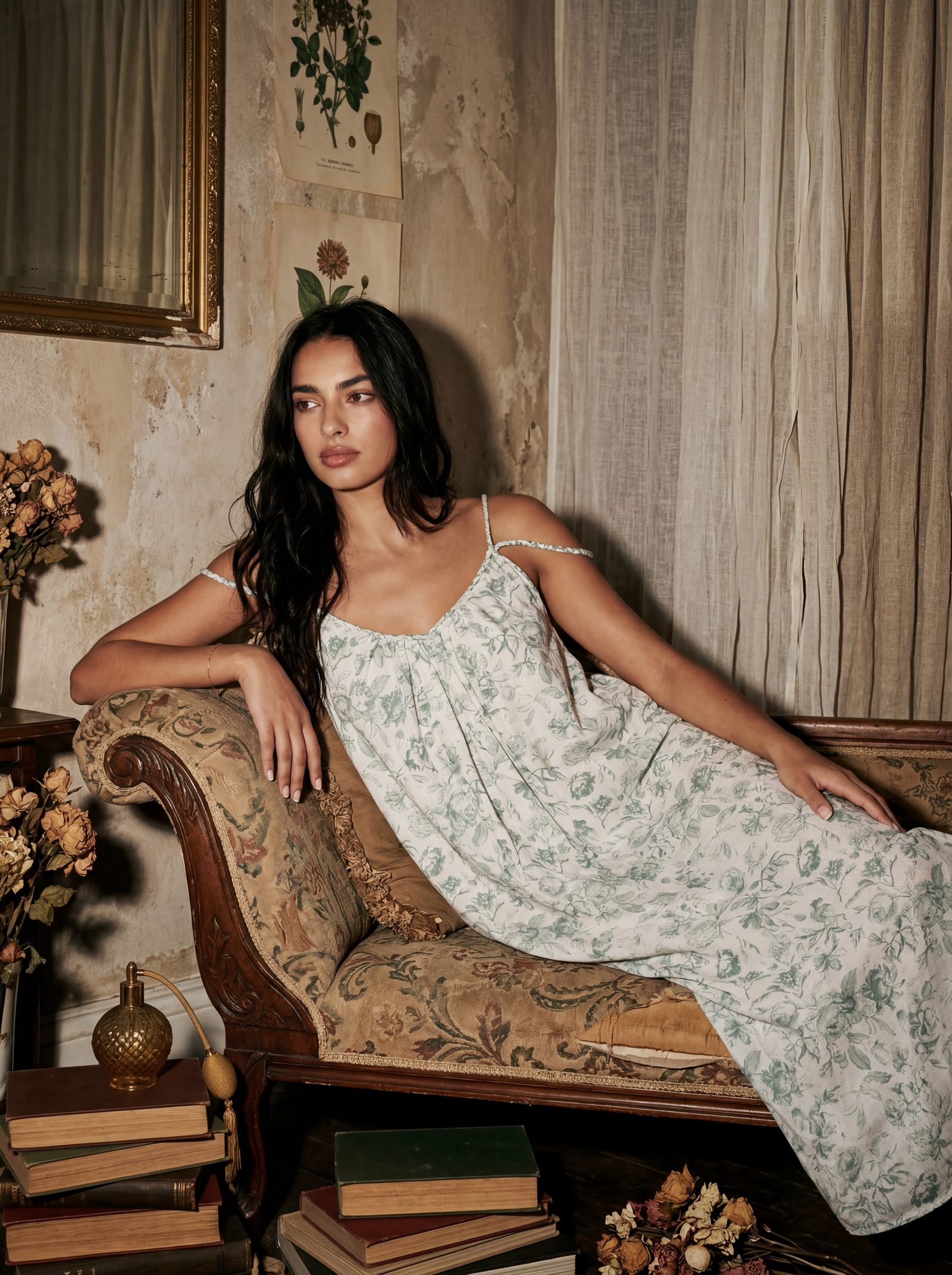 The Noel — editorial, vintage chaise